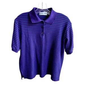 Men's Baxter & Wells Short Sleeve Polo Shirt. Size M. Purple Blue Stripe